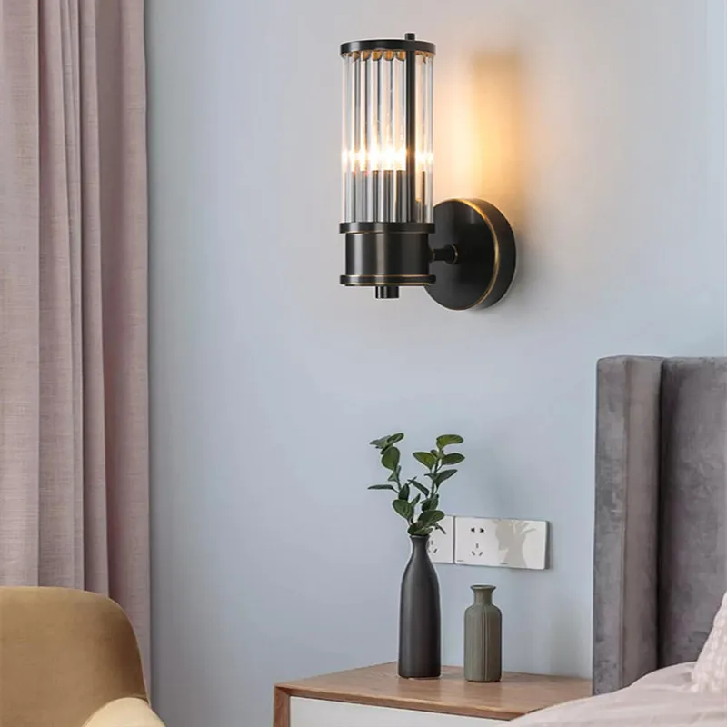 Европейские Стеклянные Цилиндрические настенные светильники фойе кровати