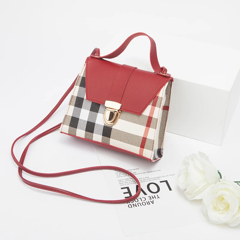 

New high quality check hand shoulder diagonal small square bag