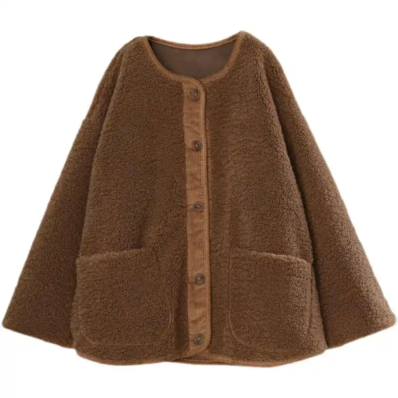 Верхняя одежда из овечьей шерсти для женщин новинка 2024 осень-зима утепленная