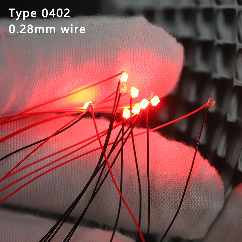

0402 SMD Led Lamp Models Train Pre-soldered Micro Litz Wired LED Leads 3V With 0.28MM Wires 20cm Length 10Pcs/Lot