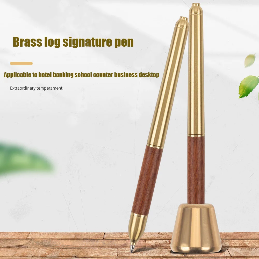 Brass Log Signature Pen Desktop Metal Ball-point Gold Writing Pen For Schools Banks Hotels Offices Public-Places