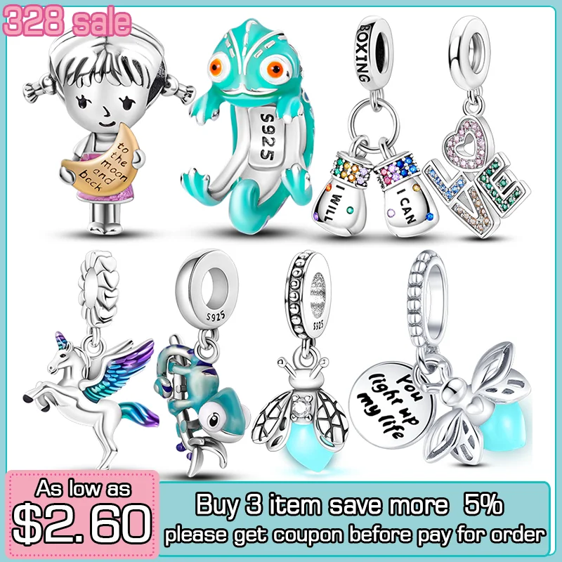 

Luminous Glow Original Hot Charm 925 Sterling Silver Firefly Chameleon Charm Beads Fit Original Bracelet for Women DIY