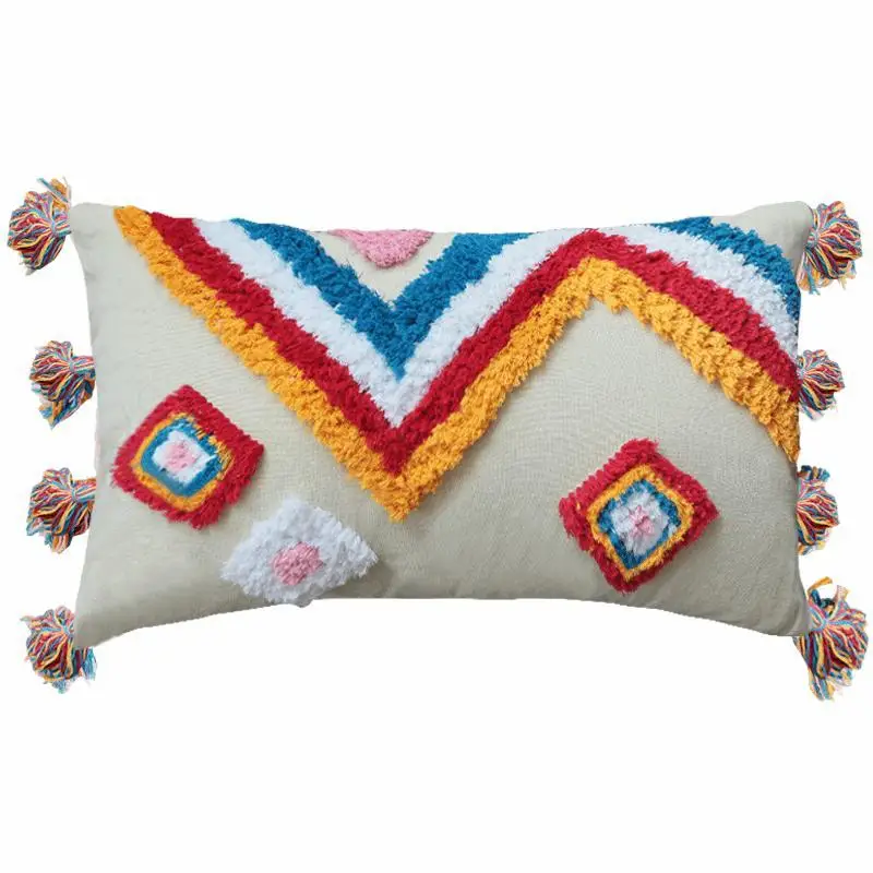 Moroccan style pillow ins fringed bohemian ethnic cushion homestay living room lumbar pillow images - 6