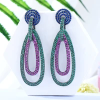 siscathy elegant luxury hollow drop earrings women multicolor cubic zirconia hanging earring wedding party celebration jewelry