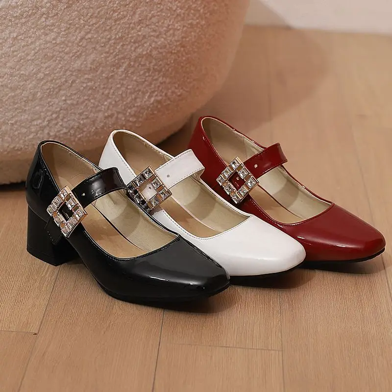 Женские туфли-лодочки с квадратным носком на блочном каблуке 5 см