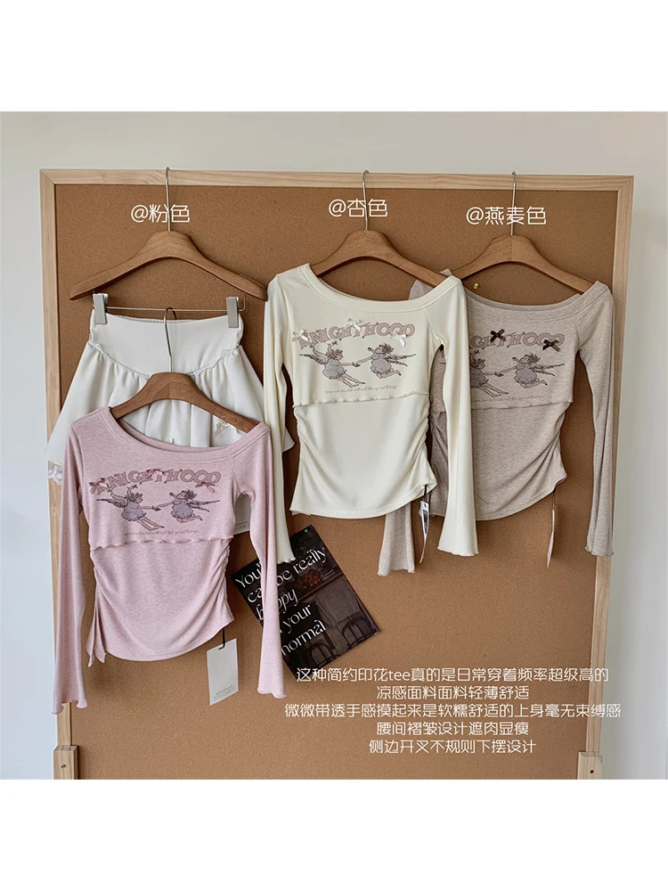 Женский укороченный топ с воротником-лодочкой модель Y2k в Корейском стиле на