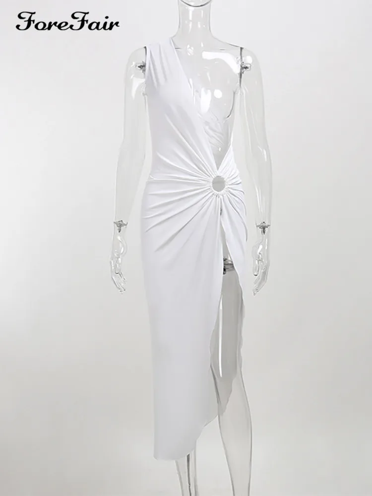 Повседневные пляжные платья Forefair женская сексуальная одежда на одно плечо для