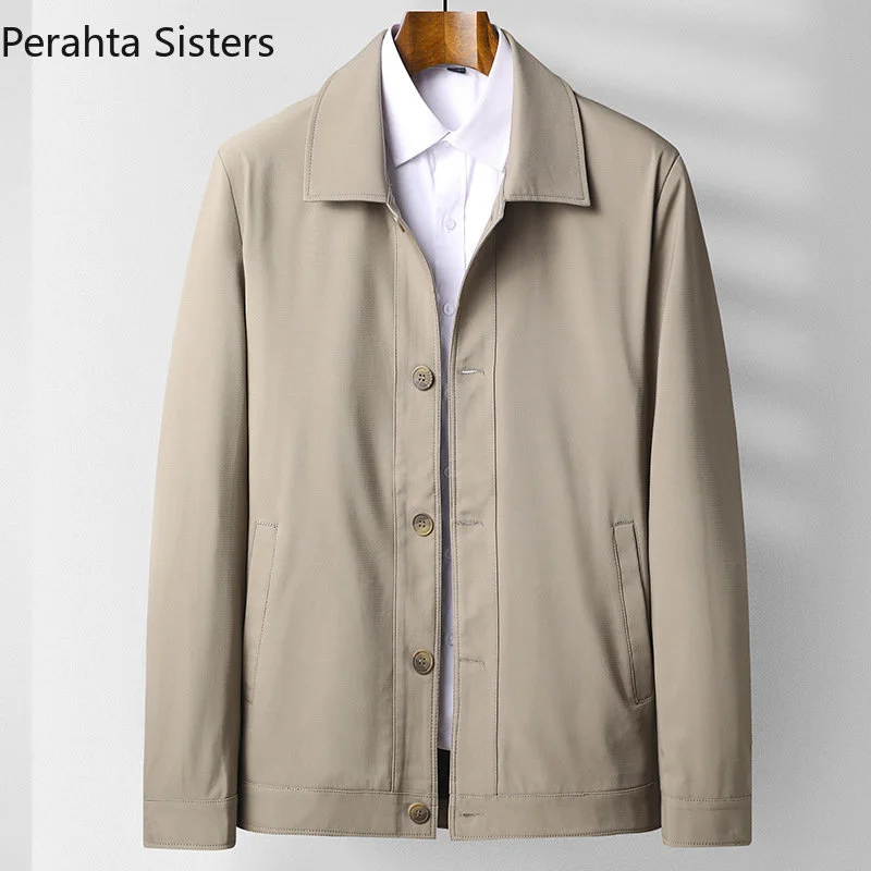 

Мужская однобортная куртка с лацканами, деловая Повседневная однотонная куртка, одежда для зрелых мужчин, весна-осень
