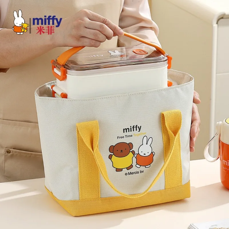 Фото Портативная термосумка для обедов Miffy Kawaii в стиле аниме, для студентов и офисных работников, на одно плечо, через плечо, простая и милая №1