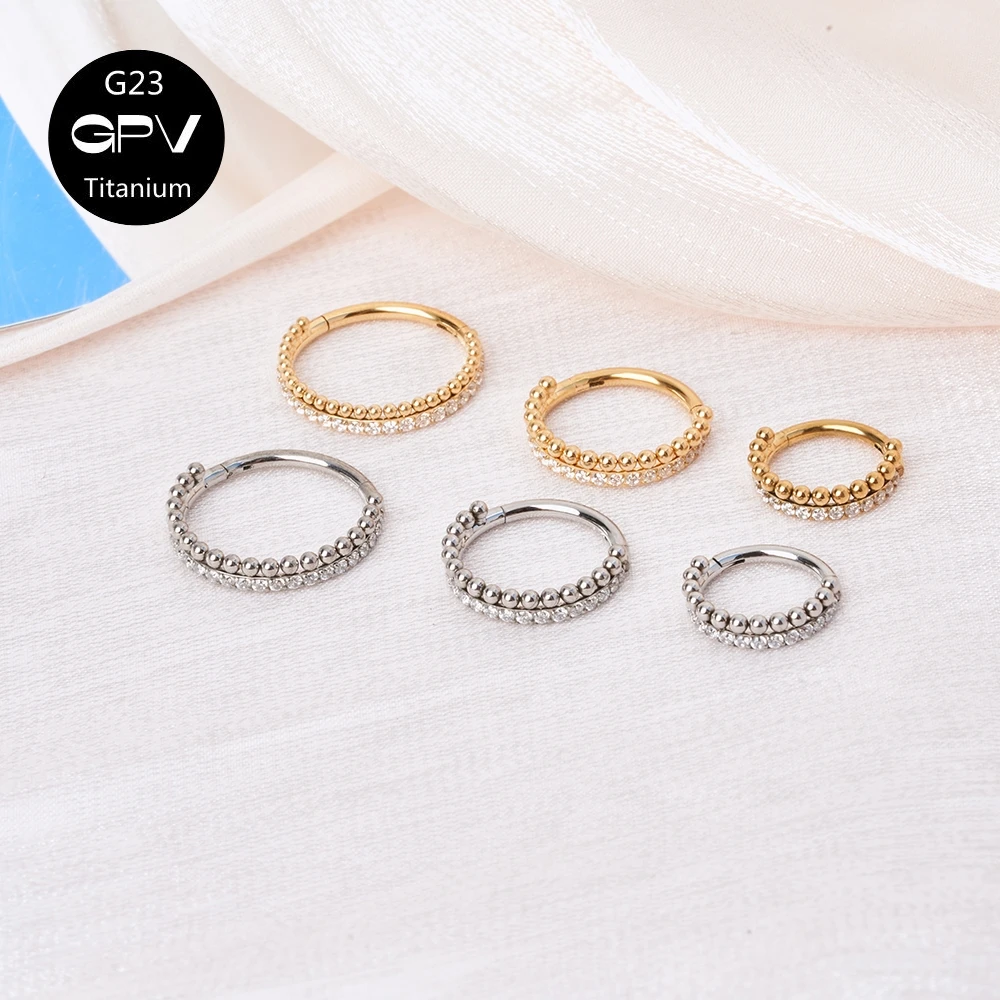 

G23 Titanium Earring 16G Side Insert ZC Half Ring And Welded Titanium Ball Open Nose Ring Seamless Piercing Jewelry