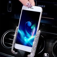 crystal diamond universal car phone holder bling rhinestone car air vent mount stand mobile phone holder for iphone samsung