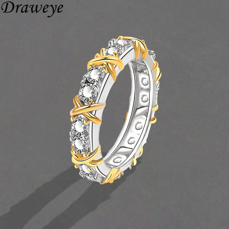 

Draweye Contrast Color Jewelry for Women Metal Geometric Vintage Korean Fashion Cuff Rings Hiphop Punk Style Anillos