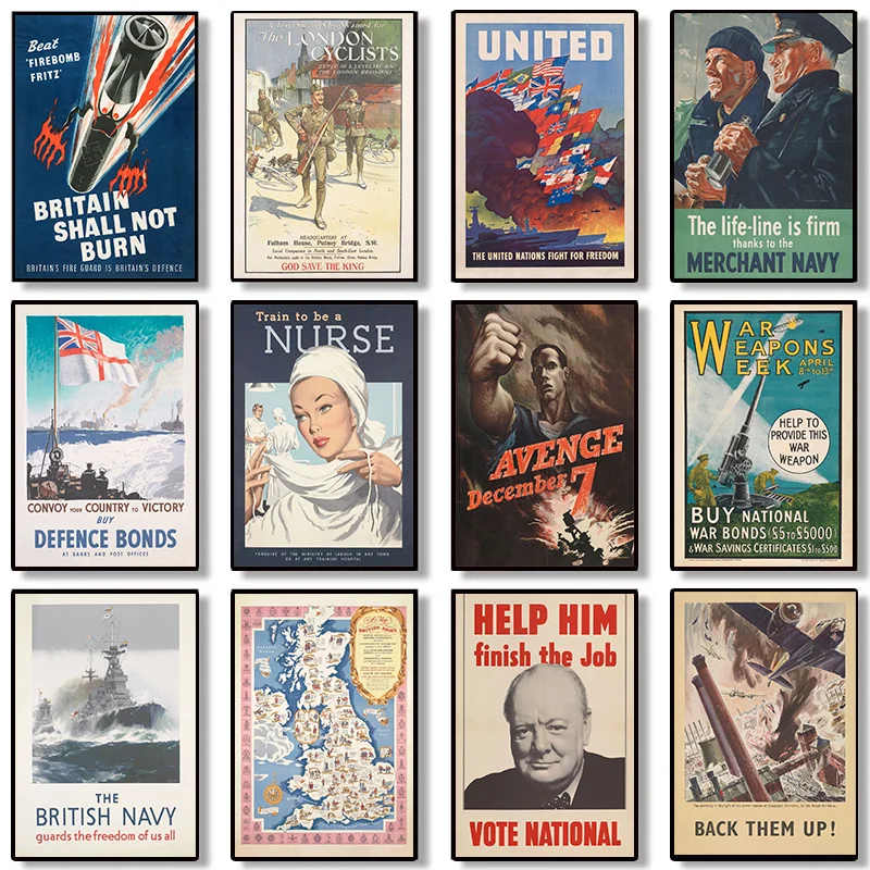 

Картина на холсте с изображением времен Второй мировой войны в стиле ретро