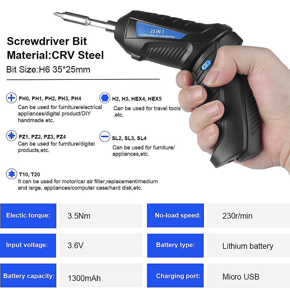 Шуруповерт Аккумуляторный WOZOBUY 3 5 нм 6 В Ач