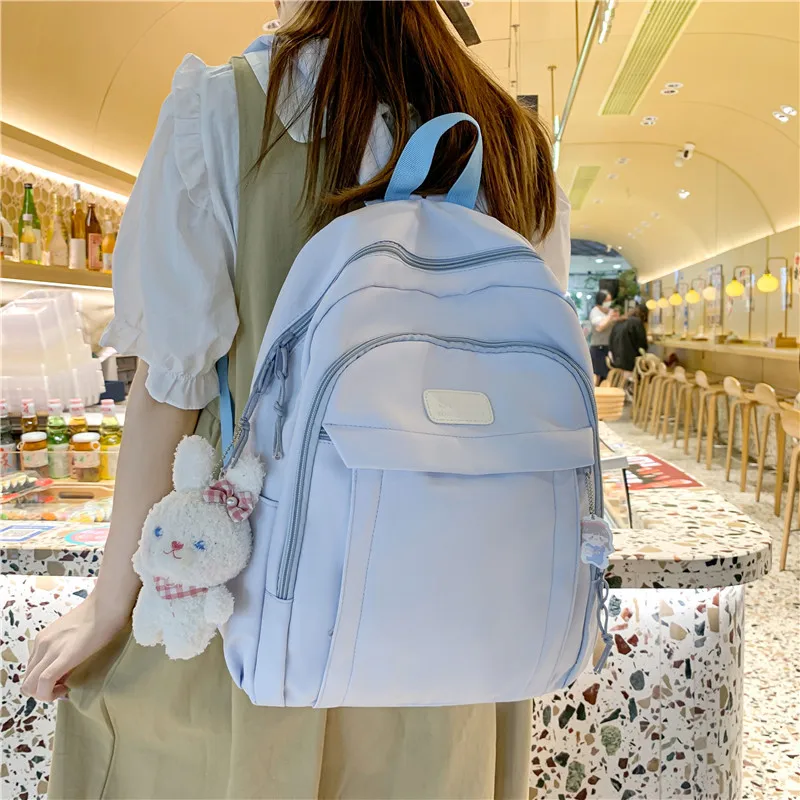 

Solid Color Girls Backpack Casual Student Rucksack High Quality Large Capacity Laptop Schoolbag for Teenage Girl Women Backpack