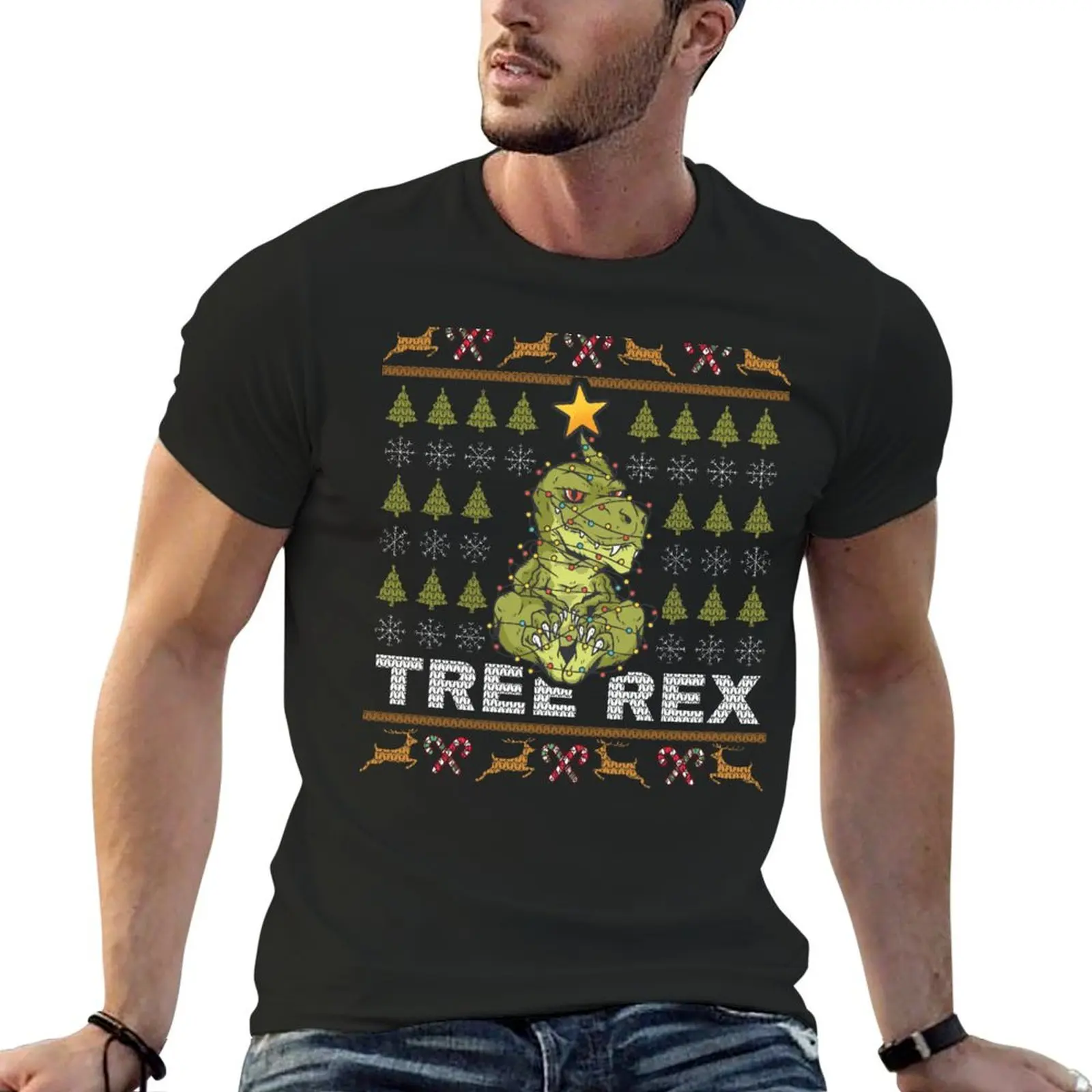 Tree Rex I Ugly Christmas Sweater футболка новое издание на заказ блузка с рисунком футболки для