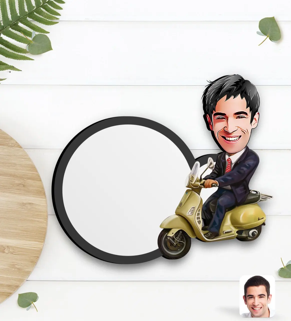 

Personalized Men 'S Biker Caricature Of Wood Cup Altlığı-3