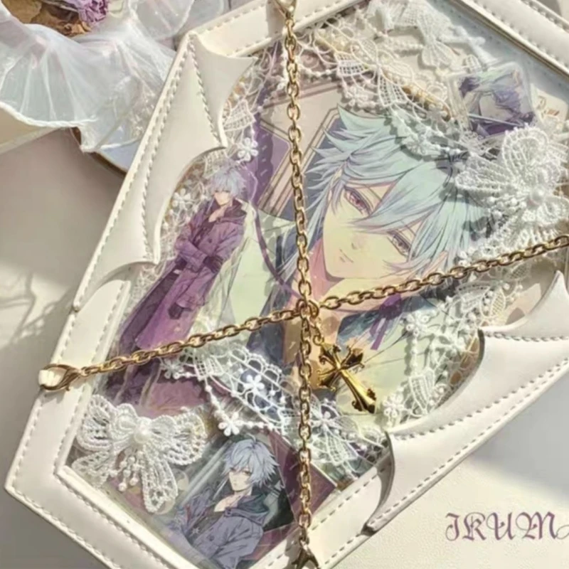 Y2K Women Korean Gothic Punk Lolita Party Crossbody Bag Pu Leather Chain Ita Bag Vintage Dark Academia Bags Girls Ladies Alt Men