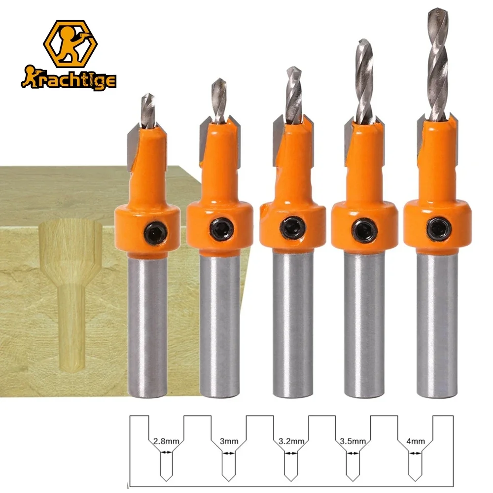 Сверло с зенкером для работ по дереву хвостовик 8 мм 2 3 5 4