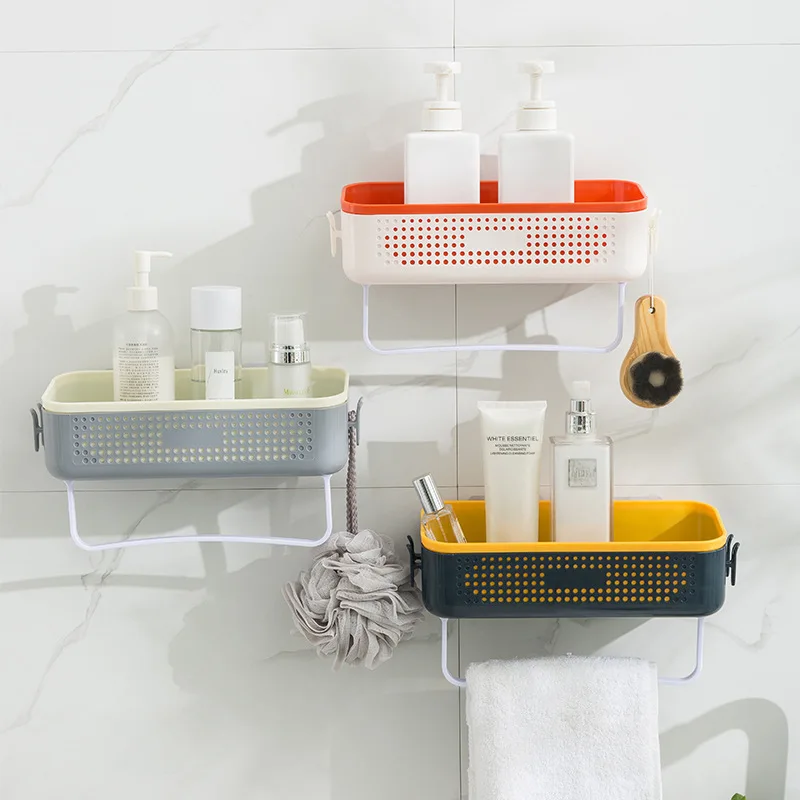 

Large Capacity Wall-mounted Storage Shelf Drainable Home Kitchen Spice Organizer Container Bathroom Cosmetic Rack Towel Holder