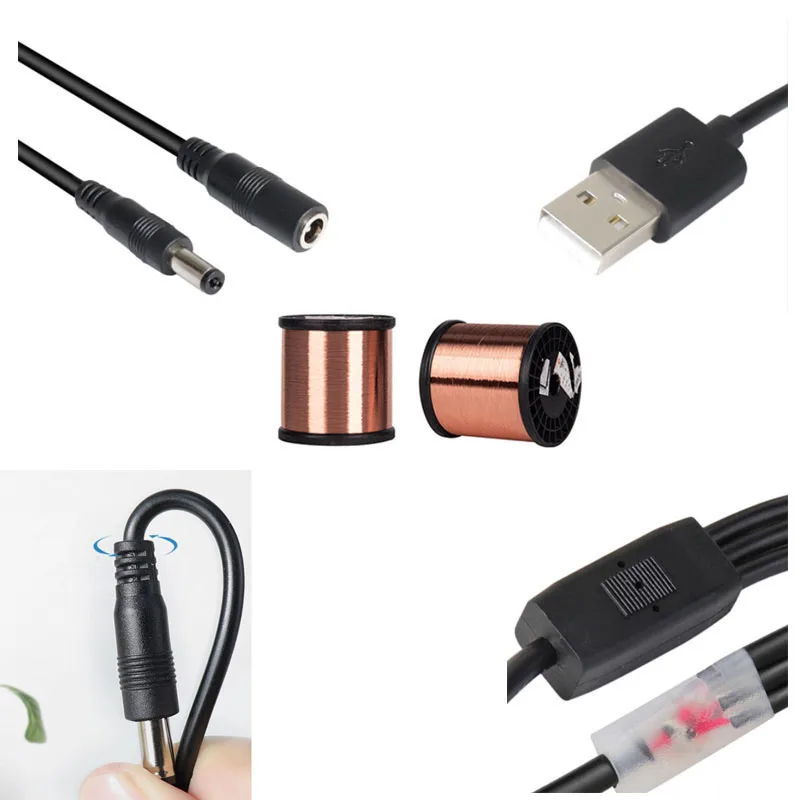 1 м USB 2.0 «папа» на 2-контактный разъем постоянного тока «папа» «мама» «папа» 22awg 3A штекер 5,5x2,5 мм Шнур питания адаптера Разъем Strip W1 (art.: 3920c6d56bb91) - 3920c6d56bb91