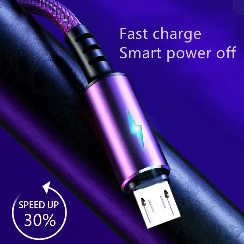 

Micro USB Wire LED Indicator Cable 5A Fast Charging For Huawei Mate 40 Samsung Xiaomi Android Mobile Phone Micro USB Cable Cord