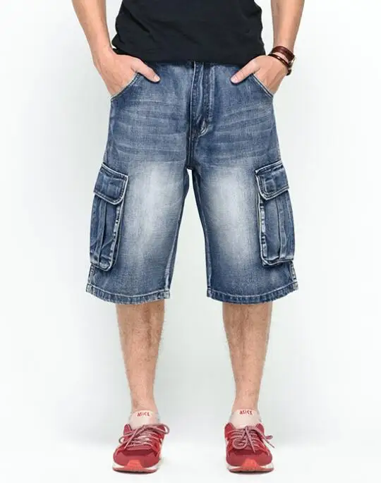 Straight Jeans Men Loose Ripped Short Jeans Streetwear Baggy  Denim Shorts Male Brand Clothes Skateboard Jeans For Male