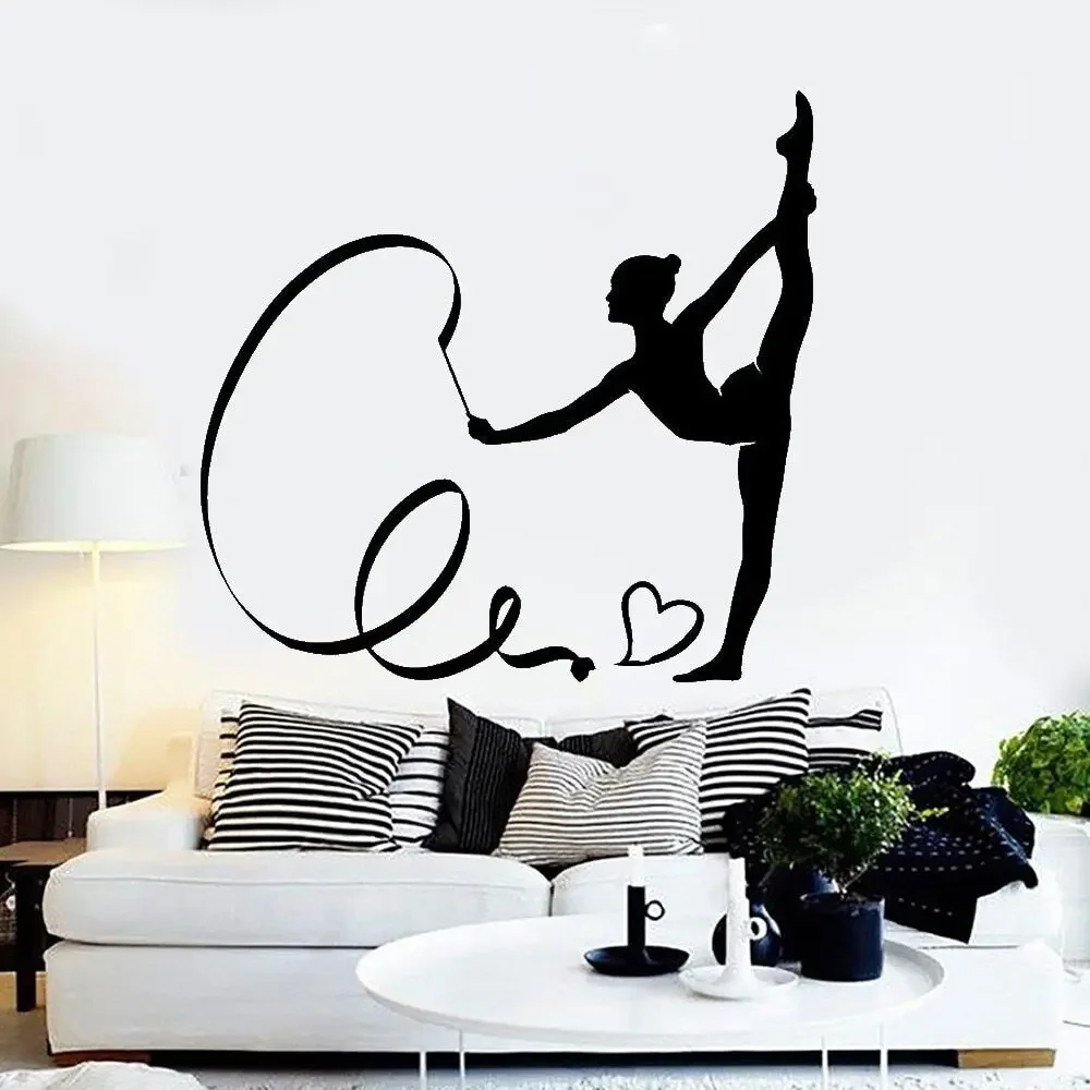 Интересный силуэт гимнастки виниловая наклейка для автомобиля декор фреска