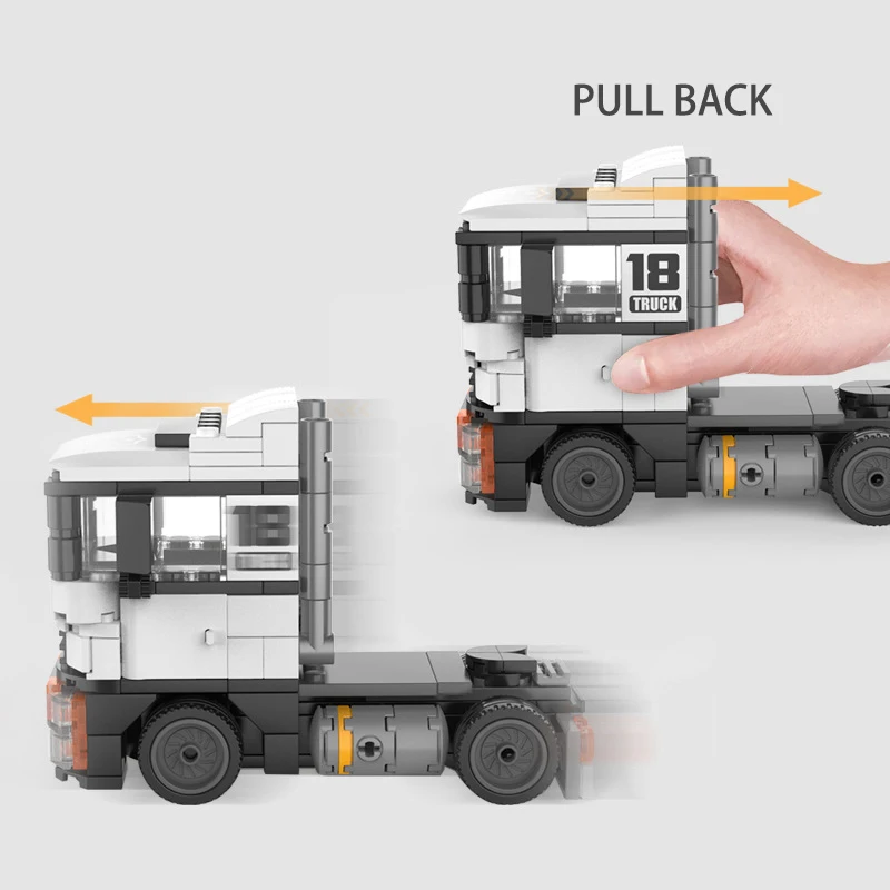 Pull Back Car Trailer Truck Building Block Set Cargo Transport Vehicle Model Classic Mini Bricks Compatible City Children Toys |