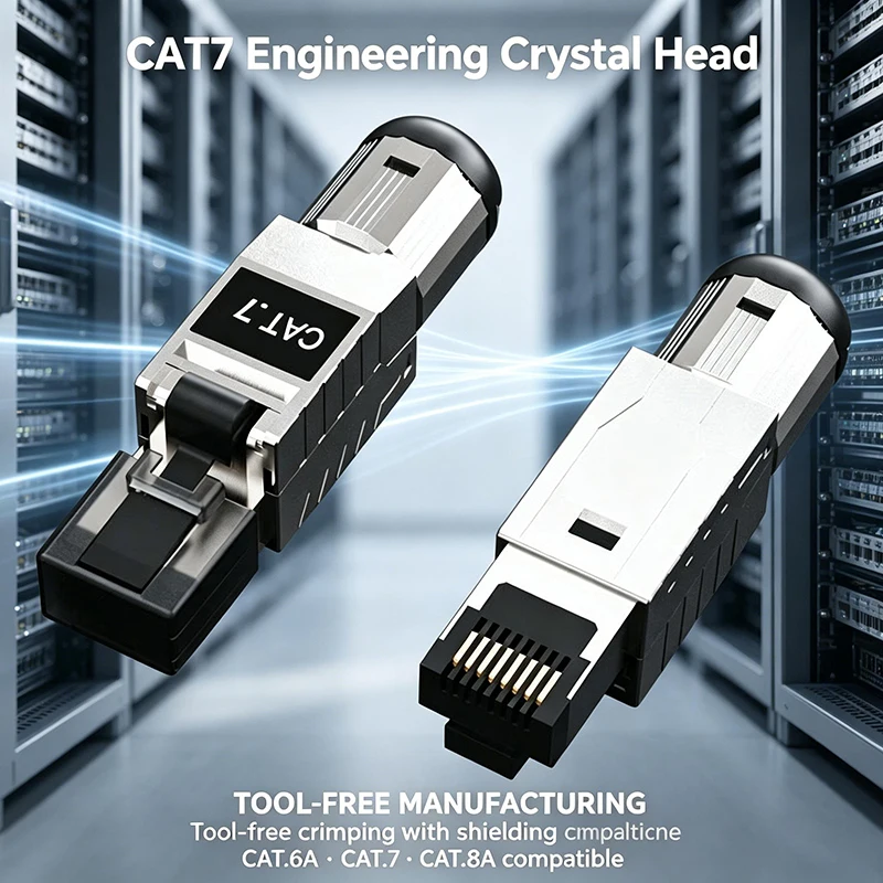 Фото 2 шт. экранированных проходных разъемов RJ45 CAT6A/CAT7/CAT8, 8P8C, 90-градусный безинструментальный Keystone-разъем для гигабитного Ethernet, оптом №4