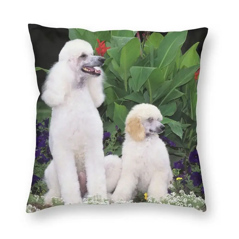 

1990s White Standard Poodle Dogs Adult Cushion Cover Cartoon Dog Lover Floor Pillow Case For Sofa Pillowcase Home Decorative