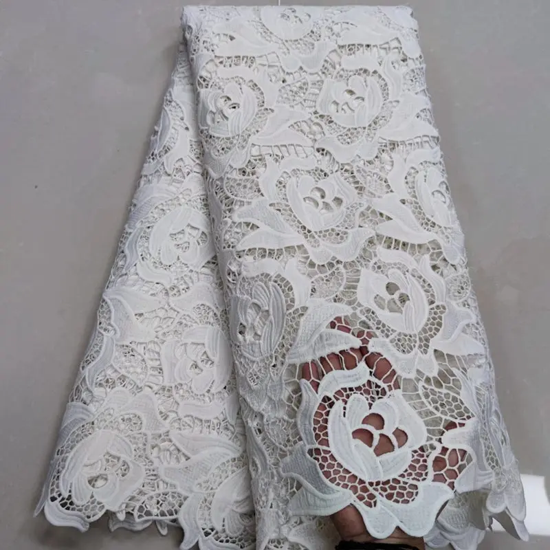 

5 Yards African Lace Fabric 2022 High Quality Sewing Trimmings Flowers Guipure Lace Applications Dresses For Women JYLG10