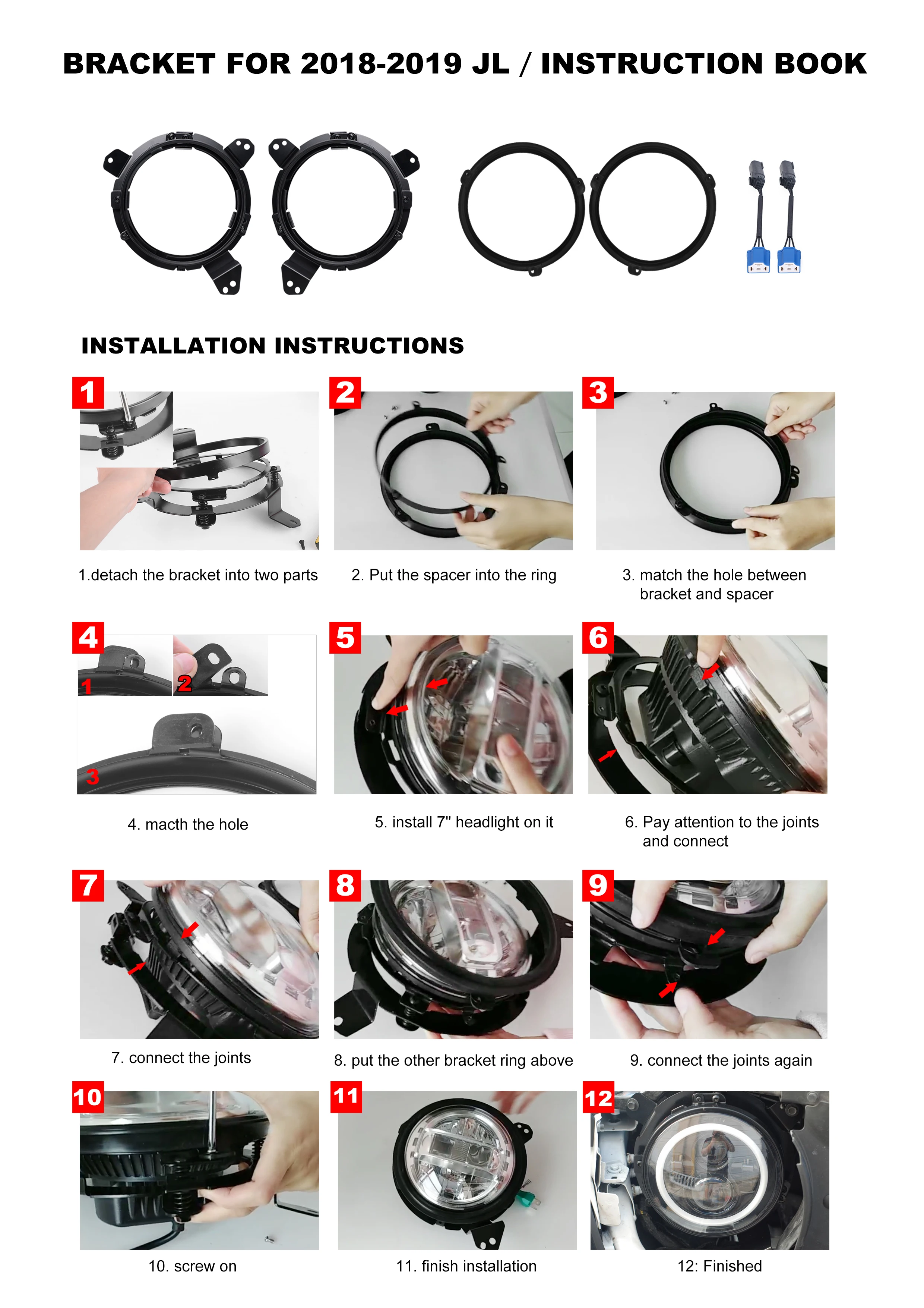 Алюминиевая всенаправленная Регулировка кронштейн фары замена для Jeep Wrangler JL JLU