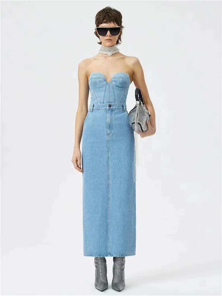

Skirts Woman Fashion 2022 Korean Fashion New in Vintage Washed Denim High Waist Dress Slim Wrap Skirt y2k Clothes Women's Corset