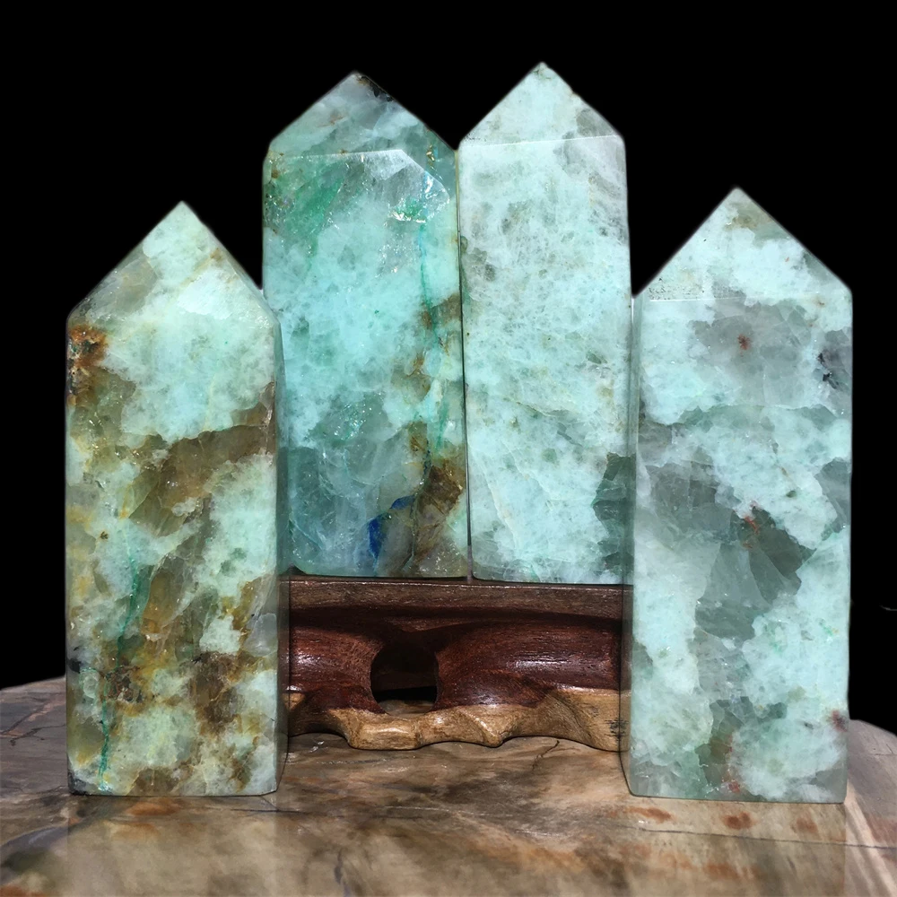 

Green Moonstone Natural Point Tower Quartz Crystals Wand Fashion Ornament Gem Mineral Living Room Decoration Feng Shui Healing