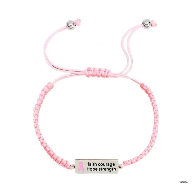 Браслет от рака молочной железы с розовой лентой браслеты подвесками плетеная