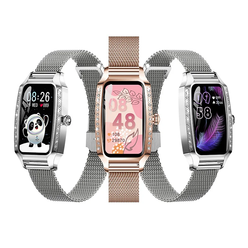 

New H8 Plus Smart Watch Fashionable Women Steel Strap Bracelet Heart Rate Blood Pressure Monitor Electronic Smartwatch Best Sale