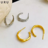 s925 needle classic design hoop earrings for women jewelry party gifts hot sale brass metal thick golden plated metal earrings