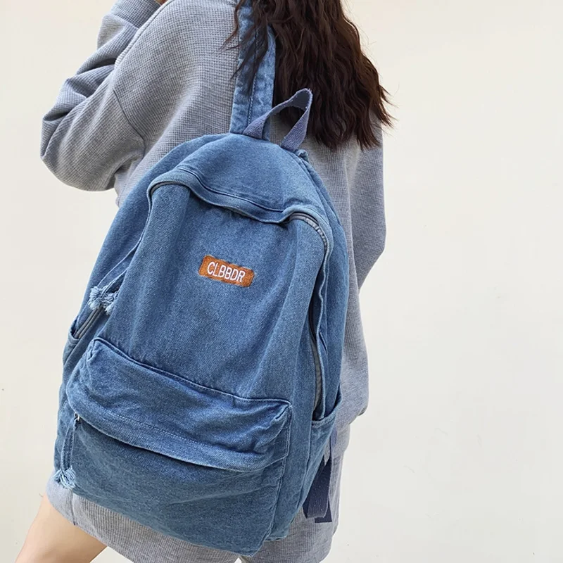 

Female Canvas Vintage College Backpack Women Laptop Denim School Backpack Fashion Girl Travel Bookbag Ladies Leisure Kawaii Bag
