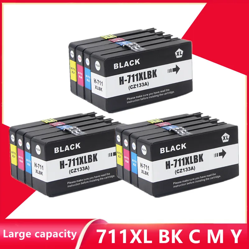 

12 Pieces Compatible For HP 711XL 711 HP711 Ink Cartridge Full With Ink For HP DesignJet T120 T520 Printer