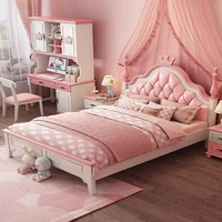Children's Bed Girl Princess Bed 1.5 Single Bed Girl High Box Bed Children's Furniture Combination Set King Size Bed