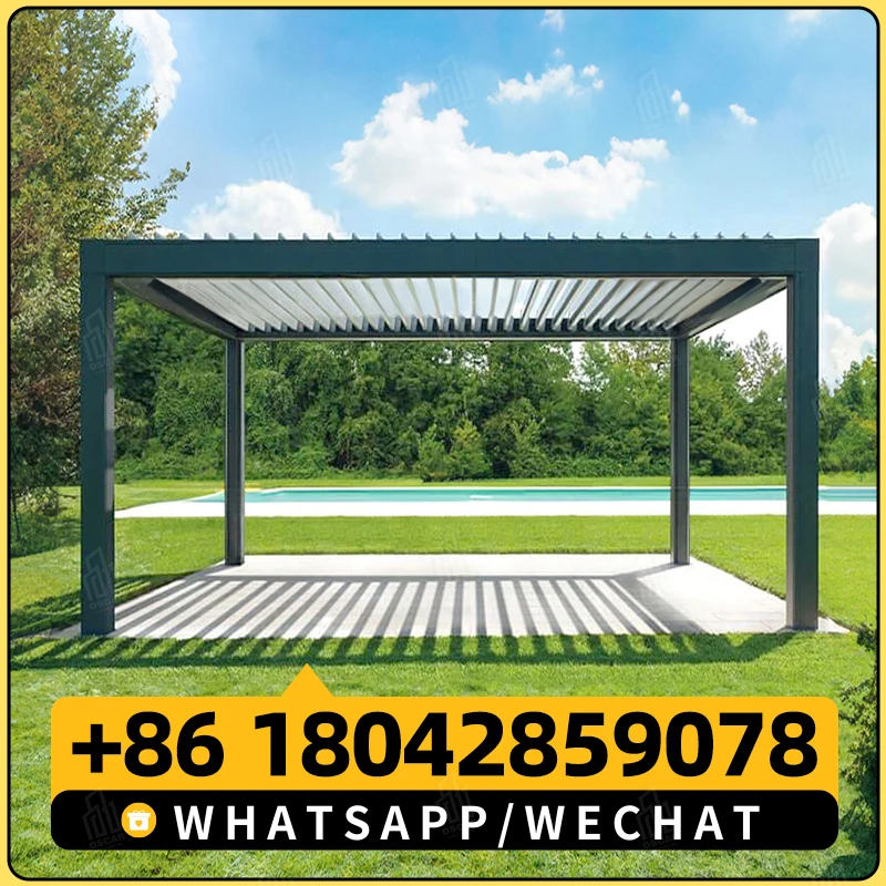 Алюминиевая водонепроницаемая беседка с жалюзи уличный биоклиматический тент