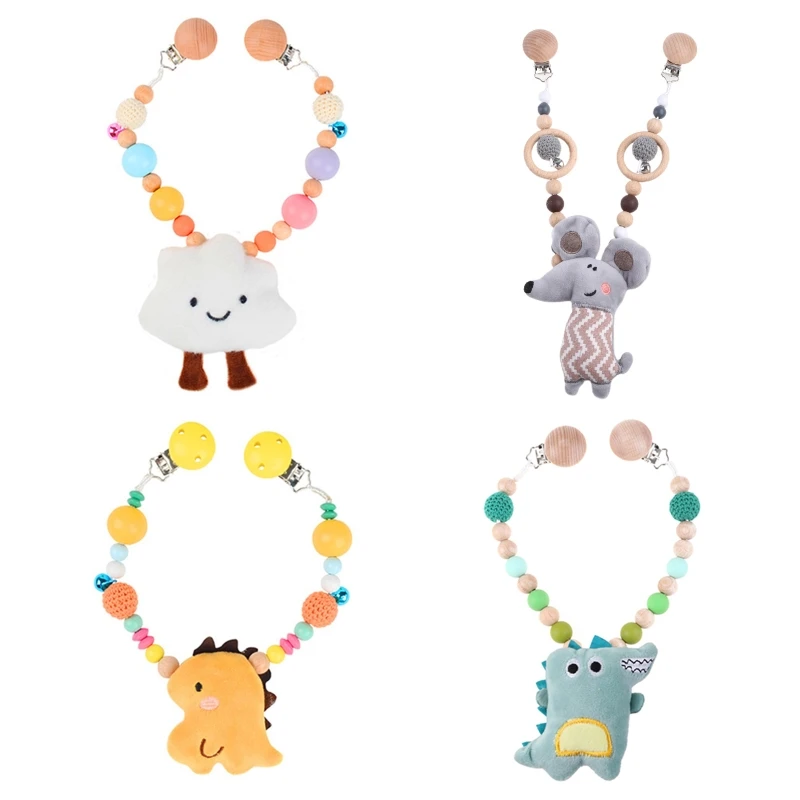

Подвеска для детской коляски, погремушка, цепочка для соски, зажим для коляски, вязаные крючком бусины для младенцев, зубов, для