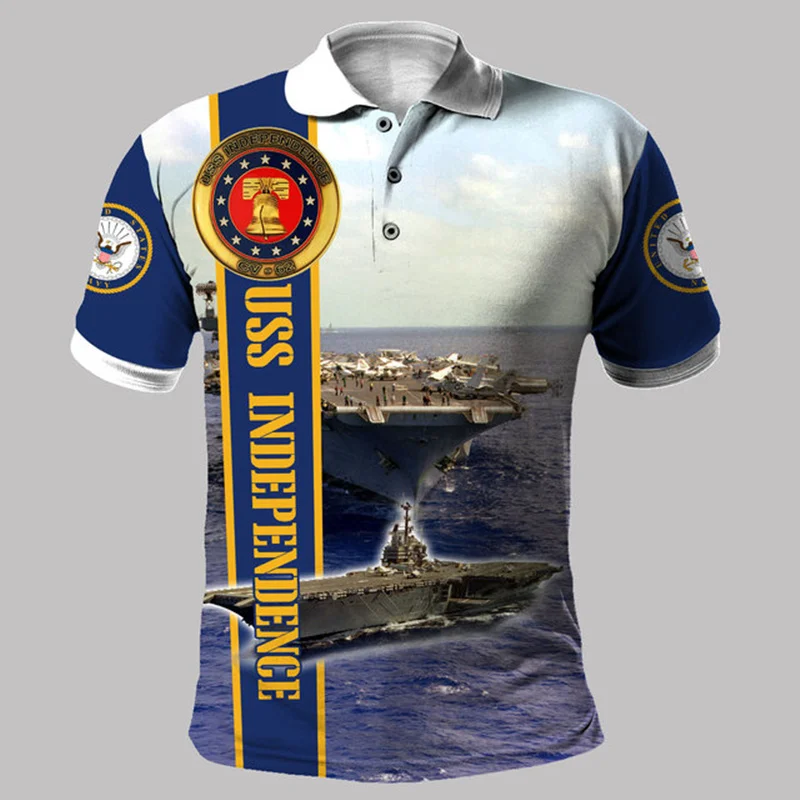 

summer short sleeved polo shirt Military flag 3D print men's polo shirt Unisex Harajuku street casual sports shirt top