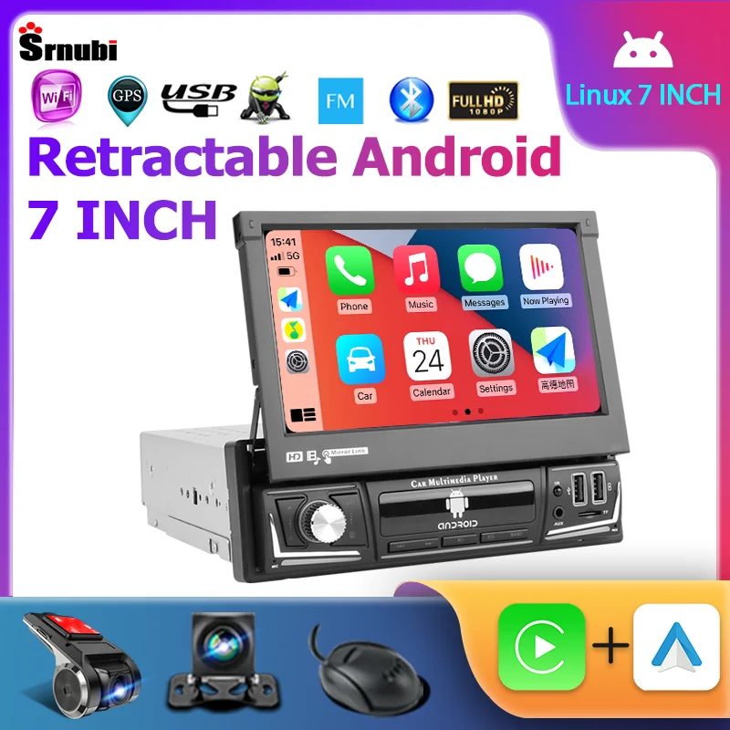 Автомобильный мультимедийный плеер, универсальная стерео-система на Android 11, с выдвижным 7 