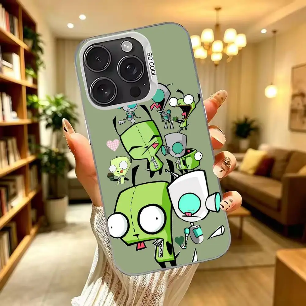 Фото Чехол для телефона Madness-s Invader Zim Gir-ES для iPhone 17, 16, 15, 14, 13, 12, 11 Plus, Pro Max, XS, с цветным серебряным покрытием. №4