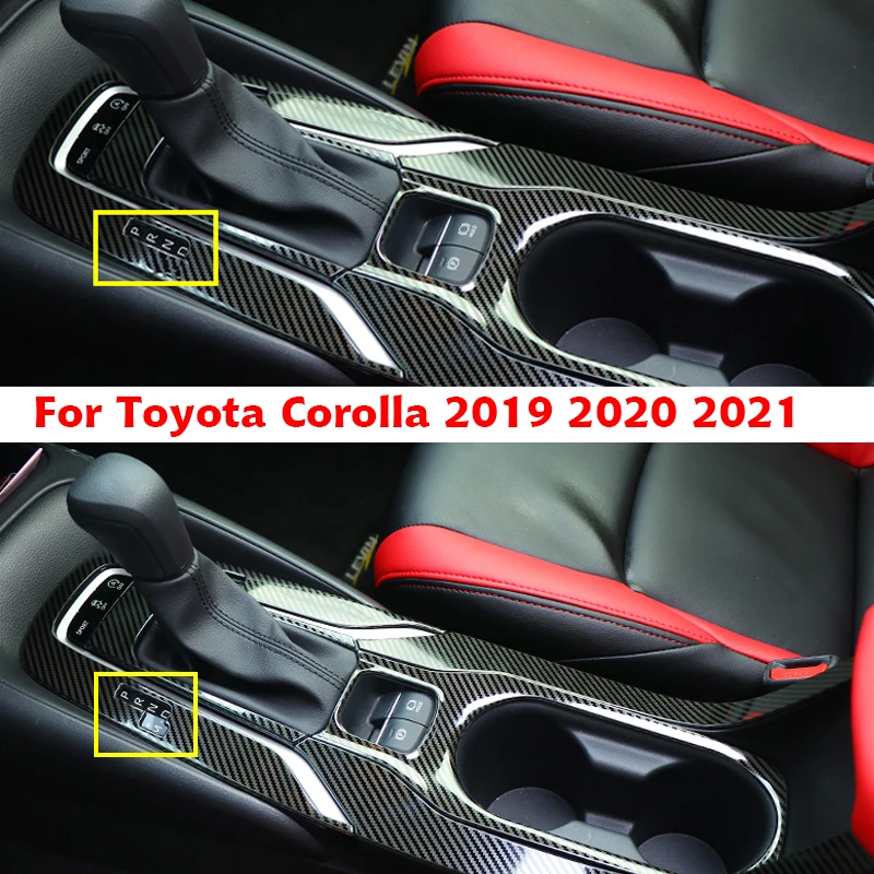 

5 Pcs Stainless Steel Carbon Fibre Gear Shift Panel Water Cup Holder Cover Trim For Toyota Corolla 20192020 Interior Accessories