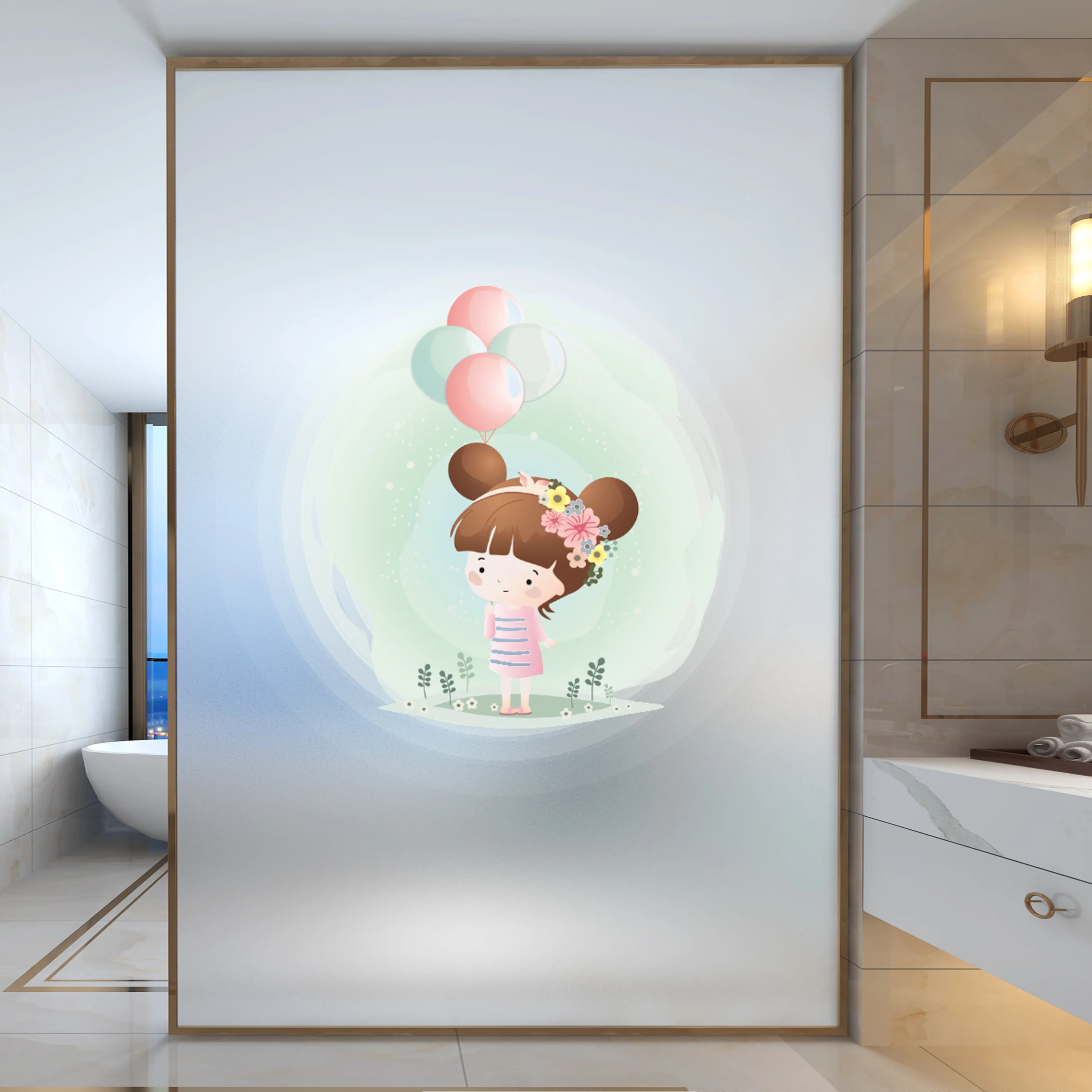 Мультяшные персонализированные стеклянные наклейки для ванной комнаты