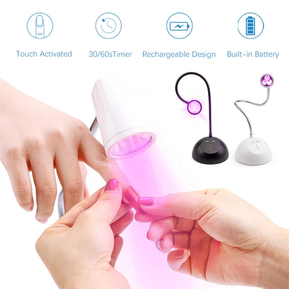 

Focused Beam Mini Nail Lamp Cordless USB Rechargeable Nail Drying Lamp Free Rotation UV/LED Nail Dryer Nail Art Tool 18W