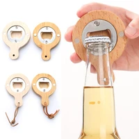 1pcs pan shape bamboo wooden bottle opener with handle coaster fridge magnet
